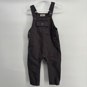 Fudo Twill Overalls‎ Kids 2Y Charcoal Grey Excellent Cotton Adventure Patch